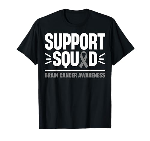 Support squad brain cancer awareness gray ribbon t-shirt