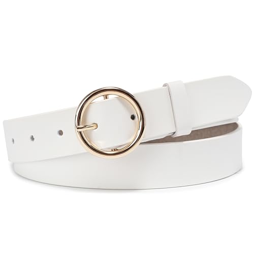 zency Soft Wide Leather Women Belts Fashion Round Pin Buckle Waist Belt For Jeans Pants Dresses