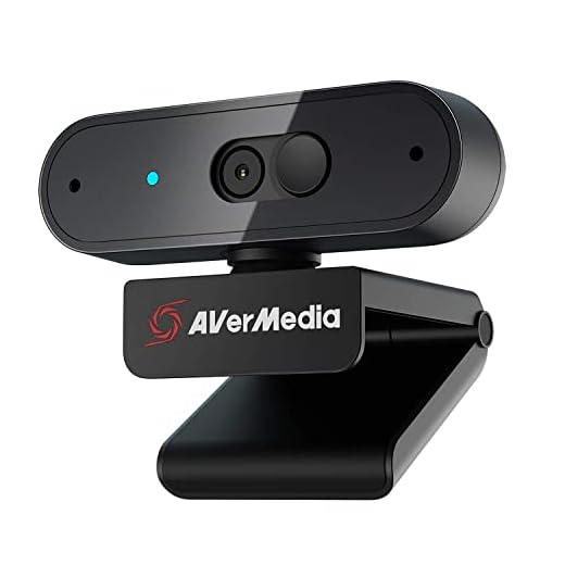 AVerMedia PW310P Webcam, Webcam Cover, 1080p / 30fps Video Chat und Aufnahme, Plug & Play, Mikrofone, Stream, Autofokus, Funktioniert mit Skype, Zoom, Team - Schwarz