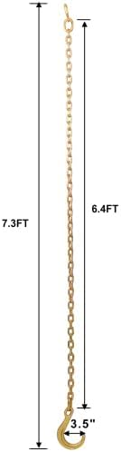 LuckyNote Tow Chain with 8 Inch Forged J Hook and Grab Hook - 70 Chain - 6 Foot - 4,700 Pound Safe Working Load