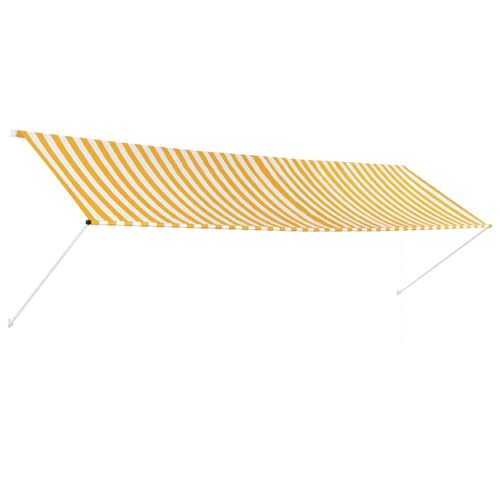 Genérico Toldo retráctil 400x150 cm Amarillo y Blanco,Casa y jardín,Jardín,Artículos de Exterior,Toldos,143757