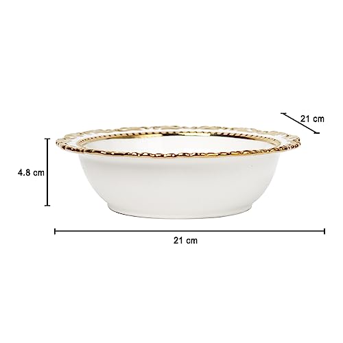Image of MARKET 99 Ceramic Serving Platter | Sweets, Cookies & Dry Fruits Tray | White Decorative Food Serving Plate | Snacks, Dessert & Party Tableware for Home, Kitchen & Dining - 1 Pc