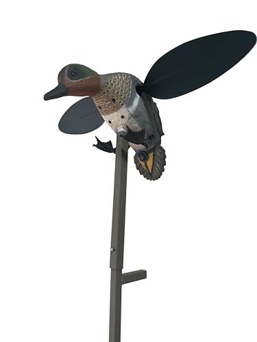 MOJO Outdoors Green Wing - Spinning Wing Duck Decoy with Super-Fast Magnetic Wings/Realistic Waterfowl Motion/High-Detail Design / 3-Piece Metal Support Pole/Battery-Powered