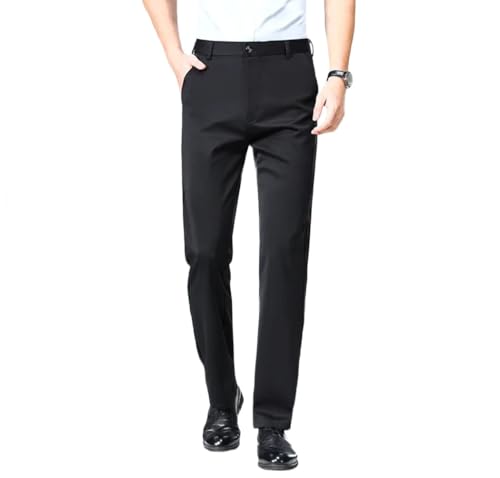 Men's Stretch Solid Suit Pants - Business Casual Office Straight Trousers Spring