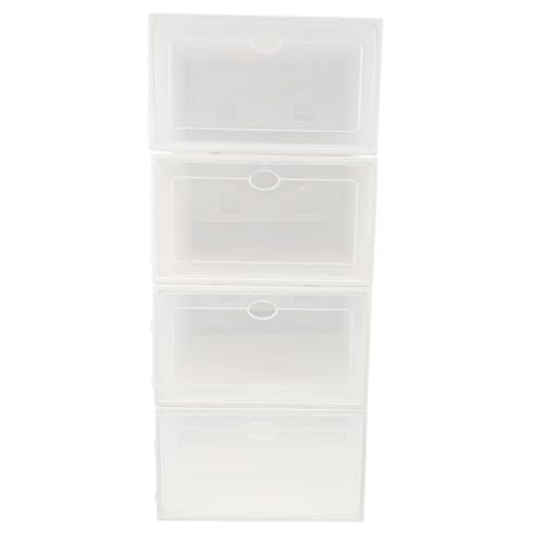 CTIRCHIU Cajas para Zapatos de Hombre Transparentes Apilables, Plástico Grueso Resistente, Pack 4 Unidades, Caja de Almacenamiento y Antidespolvoreo para Hogar y Dormitorio