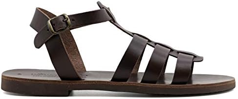 Size 14 Brown Emmanuela Greek Leather Fisherman's Sandals for Men, Quality Handmade Men's Sandals with adjustable Buckle Strap, Mens Strappy Summer Shoes | Image 2