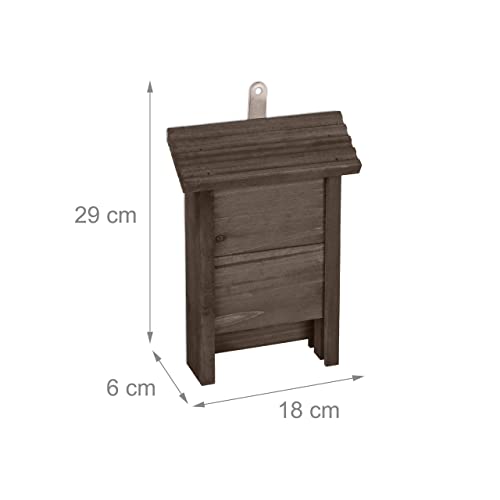 Relaxdays Bat Box, Large Safelodging for Wildlife HxWxD: 29x18x6, Animal Hotel, Sanctuary, Protect, Pine Wood, Brown - Image 4