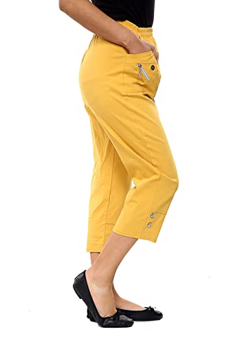 Gal Moda Women's Casual Loose Fitting Yoga Comfy Lounge Workout Sweatpants Capri Ladies Pants Trousers Jogger in Plus Size Mustard