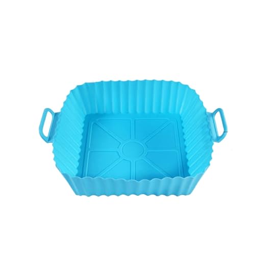エアフライヤー用シリコンライナー ポットバスケット 調理器具 ベーキングトレイ ノンスティックピザパン オーブン キッチンアクセサリー 再利用可能 TMZ(Blue)