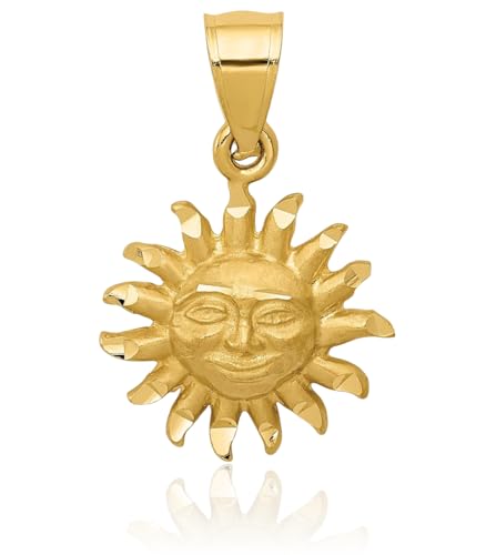 IceCarats 14K Solid Yellow Gold Sun Necklace Sunshine Pendant Sunburst Charm Celestial Jewelry3