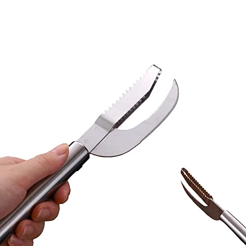 GYJZZW Multifunctional 3-in-1 Fish Scale Scraping Knife, Stainless Steel Slaughter Fish Special Knife, Fish Scaler Remover and Removing Fish Viscera Special Tools (2Pcs)