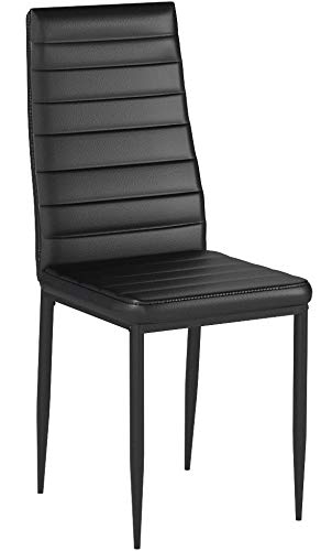 IDS Online Dining Side Chair with Foot Pad Black Modern Style PU Leather