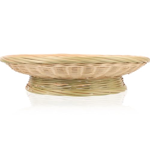 Housoutil Wicker Bread Basket,Bamboo Paper Plate Holder,Small Bread Basket Willow Basket, Rattan Storage Basket Food Server Egg Basket for Picnic Home Party Daily Dinning
