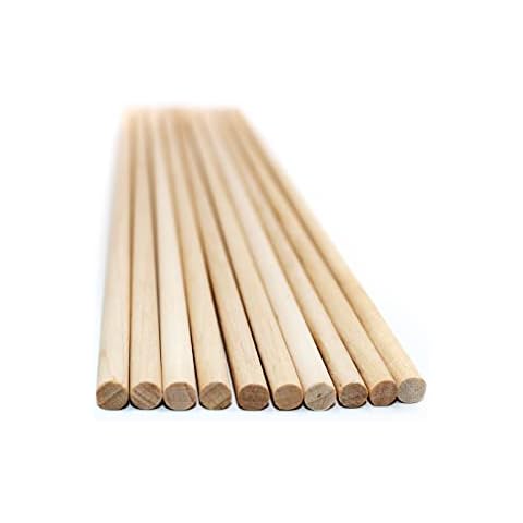 MAHITOI Dowel Rod Unfinished Hardwood 1/4 x 12 inches 10 Pieces for Arts, Crafts, Home décor, Holiday Ornaments, Handmade Gifts, macramé, Plant Support, DIY Equipment, Flag, Banner, Sign Stick Cover