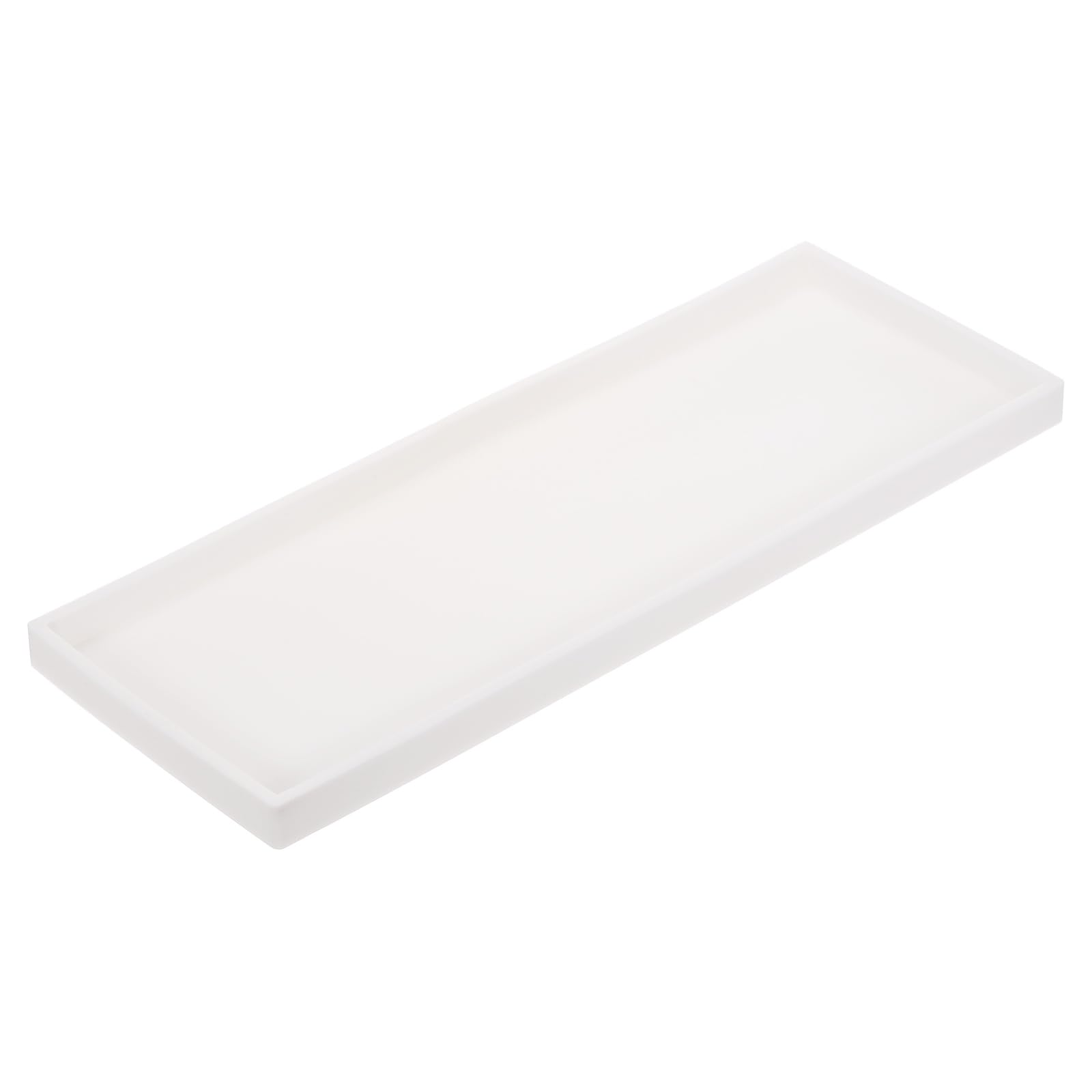 sourcing map Bathroom Vanity Tray, 15.7" x 6" Silicone Soap Dispenser Trays, Shatterproof Kitchen Sink Organizer for Soaps Keys Candle Trinket, White — image 1