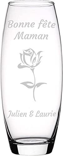 KDO MAGIC - Vase Personnalisable Ovale en Verre - Fleur - Rose - Anniversaire - fête des mères - Maman, Mamie Cover