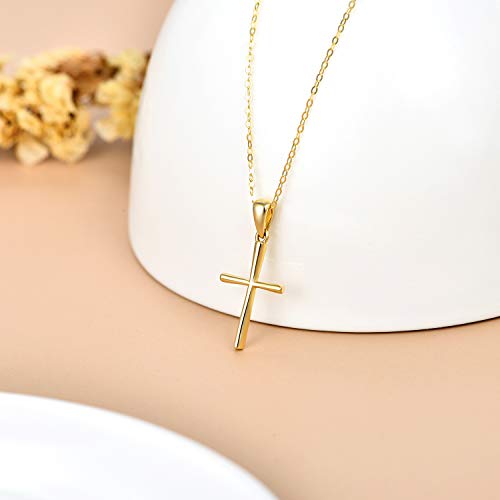 14k Gold Cross Necklace for Women Teens, Gold Chain with Cross Pendant, Confirmation Jewelry for Her, 16+1+1 inch4