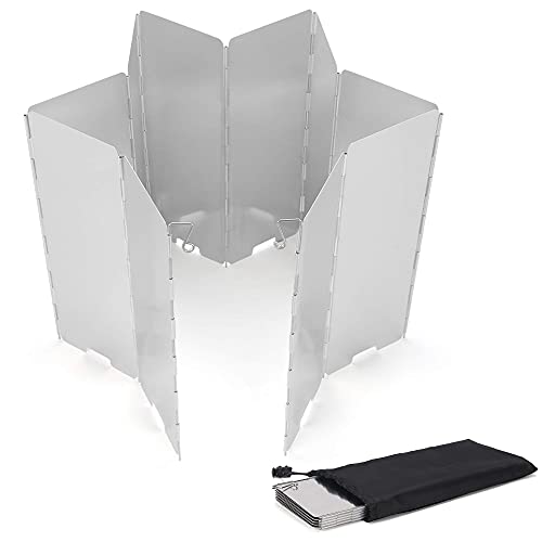 Camp Stove Windscreen, 10-Plate Aluminum Stove Shield & Wind Blocker, Windscreen for Camping Stove, Stove Windshield, Camping Windscreen, Camping Stove Screen,Wind Guard for Camping Stove, Wind Shield