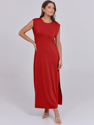 ANRABESS Summer Dress for Women 2025 Maxi Sundresses Casual Cap Sleeve Crew Neck Loose Split Beach Travel Vacation Outfits3