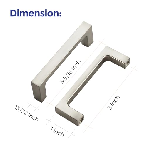 Image of Ravinte 5 Pack Solid 3 Inch Kitchen Square Cabinet Handles Brushed Nickel Pulls Drawer Pulls Kitchen Cabinet Hardware Handles