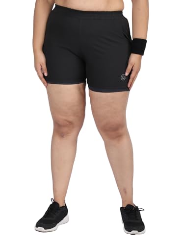 Image of CHKOKKO Sports Shorts for Women Running Gym Workout - Dry Fit Quick Dry Double Layer Inner Compression with Pockets | Breathable Lightweight Athletic Wear Above Knee BLKDARKGREY 3XL
