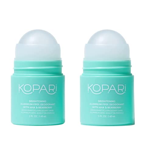 Kopari Brightening Aluminum Free Deodorant with AHA and Bearberry | Non-Toxic, Paraben Free, Gluten Free & Cruelty Free Menâs and Womenâs Deodorant | 2 PACK