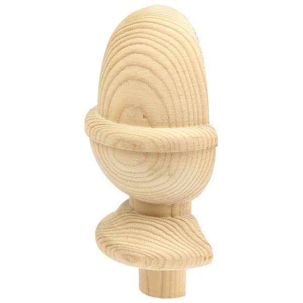White Primed Acorn Half Newel Cap - 82mm, Fits 32mm Peg For Half Newel Posts, Ready To Paint