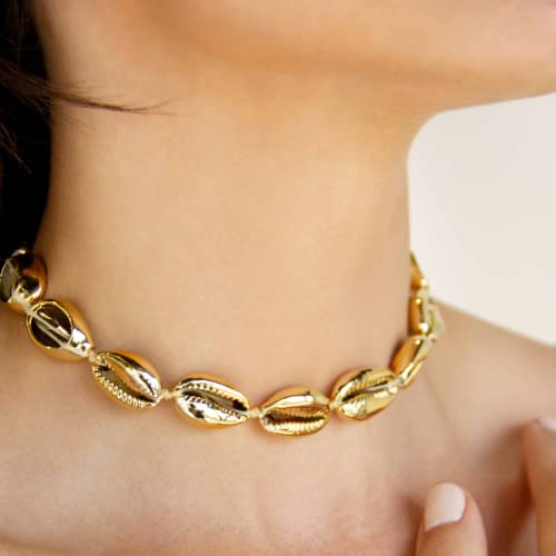 Ettika Gold Necklaces, Choker Necklace for Women. Golden Cowrie Shell In 18k Gold Plated. Birthday Gifts For Women, Jewelry3