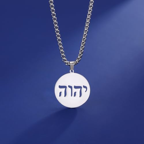 EUEAVAN Hebrew Necklaces Judaism Religion Faithchai Necklace Jehovah Pendants Hebrew Bible God Names Jewelry Hanukkah Israel Amulets Gifts Women Men3