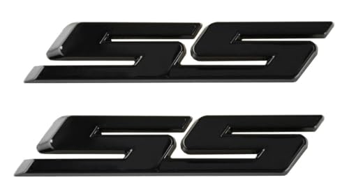 Image of MMUNNA 2pcs SS Emblems Metal 3D Side Trunk Badge Decal Sticker Logo Replacement for Camaro SS Series Truck (Black)
