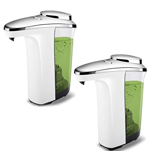 2 dispensadores automáticos de jabón compactos, bomba con sensor ajustable, control de volumen, funciona con pilas, 500 ml