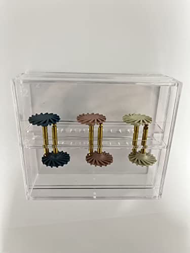 S&Dent 1 Box = 6pcs = 3 Colors = 3 Sizes CA/RA Low Speed Dental Rubber Diamond Polisher Composite Wheel Dental Spirals Resin Polished Impeller Flex Resin Rubber Polishing Disc Kit