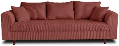 Lisa Design - Canapé Rune en Velours Côtelé - Sofa Terracotta 3 P...