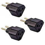 Kit 3 Adaptadores de Tomada Universal 10A e 20A 2 Polos Padrão Brasileiro e Americano - Preto