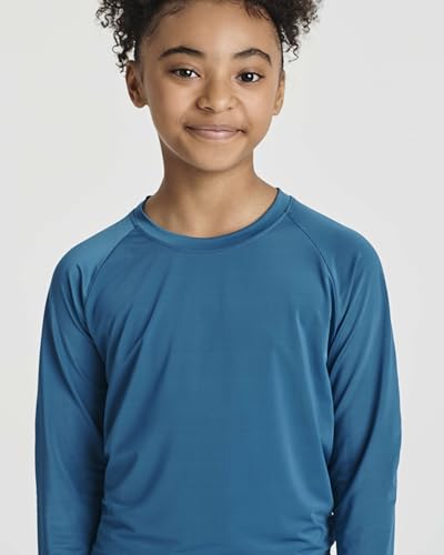 Image of Real Essentials 4 Pack: Girls' Rash Guard Swim Shirts - Long Sleeve UPF Sun Protection Tops (Ages 4-16)