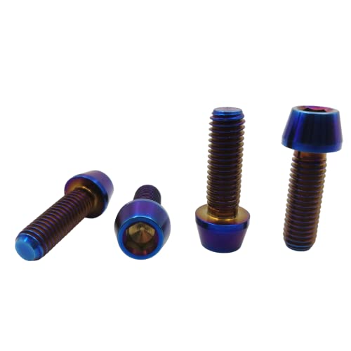 Rison-Titanium GR5-34 Rison Titanium Bolts Ti Bolt M6*1.0 * 20 Hex Tapered Socket Head 5Pcs Burnt Blue Titanium Hex Tapered Head Bolt Screw thumb #2