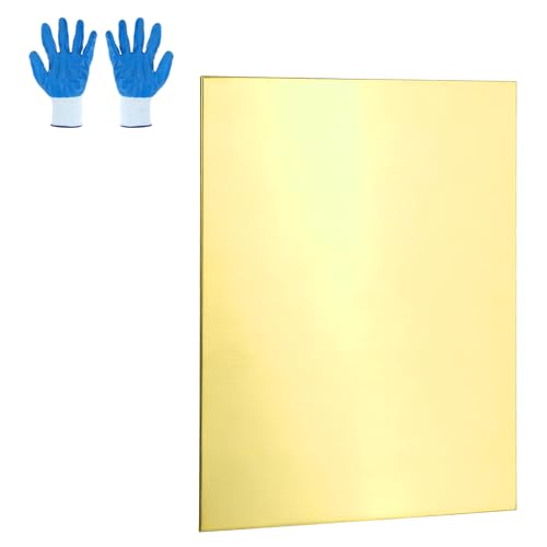 MECCANIXITY Brass Sheet, 4" X 6" 20 Gauge(0.8mm) Thickness H62 Brass Metal Plates Thin Metal Sheets with Gloves for Craft DIY Model Jewelry Electrical Repair Industrial, Pack of 1, Gold