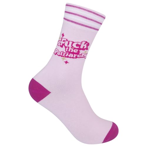 FUNATIC Fuck the Patriarchy Novelty Crew Socks for Women Men | Best Funny Holiday Gift Idea with Pro Female Message | One Size Fits Most | Fun Adult Protest Feminist Present | Crazy Christmas Apparel