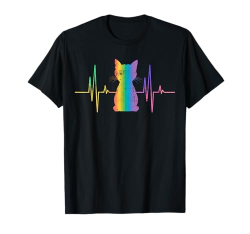 Vintage Cat Heartbeat Cute Cats Lover Tee Veterinarian Funny Men Women T-Shirt