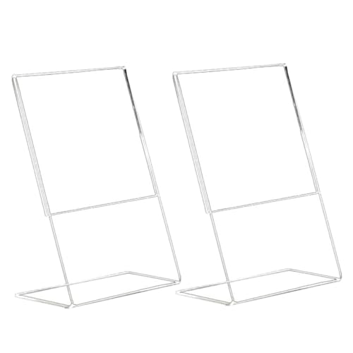 OUNONA 2pcs Display Stand Clear Poster Stand Desk Sign Display Stands Stand up Sign Holder Show Rack Table Sign Display Holder Brochure Holder Menu Frame Stand Menu Holder Acrylic