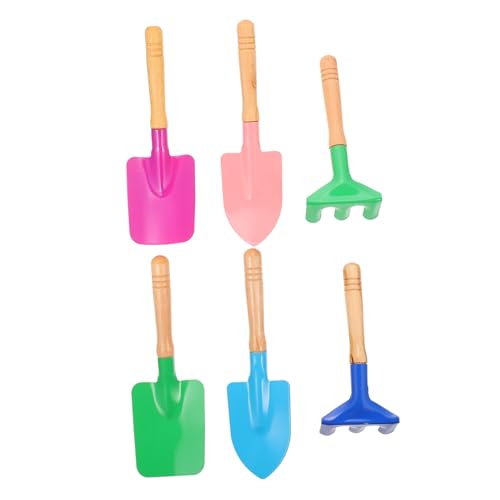Toyvian 2 Juegos Herramientas Jardín Infantiles con Mango de Madera Antideslizante Pala Rastrillo Palita Colores Brillantes para Niñas Exterior Color Aleatorio Color Aleatorio