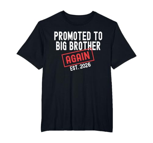 Promoted to Big Brother Again Est 2026 Big Bro 2026 Men Kids T-Shirt, Men's Big and Tall, Black, 3X Tall