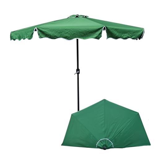 botle Sonnenschirm Halbrund Halbschirm mit Kurbel Balkonschirm Terrassenschirm halb, Grün Ø 270 cm H 235 cm stabil Sonnenschutz UV-Schutz leicht Polyester Stahl feuchtigkeitsbeständig mit Schutzhülle