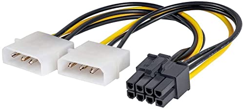 PC24 Shop & Service Adaptador 2 x 12 V Molex hembra a 1 x 8 pin PCIe macho, cable de conexión para tarjeta gráfica Cover