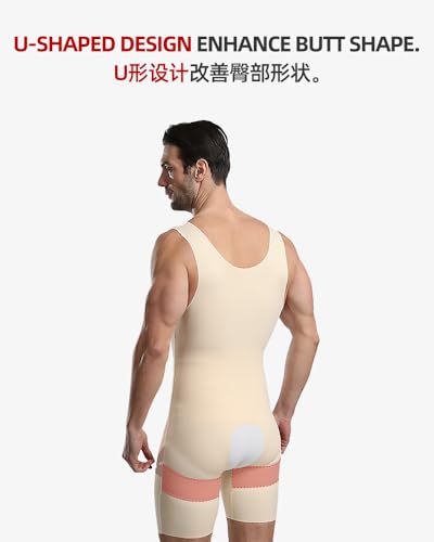 BaronHong Mens Sleeveless Full Body Shaper Underwear Slimming Compression Bodysuit Shapewear Tummy Chest Control3