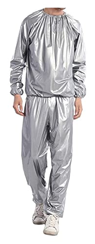 XUEBIN Traje De Sauna De Sudor De PVC, Trajes Antisudor, Trajes De Ejercicio, Traje De Sauna De Fitness, Pantalones De Chándal, Traje De Sauna De Sudor De Fitness, M-4XL Traje Sauna(Silver,4XL)