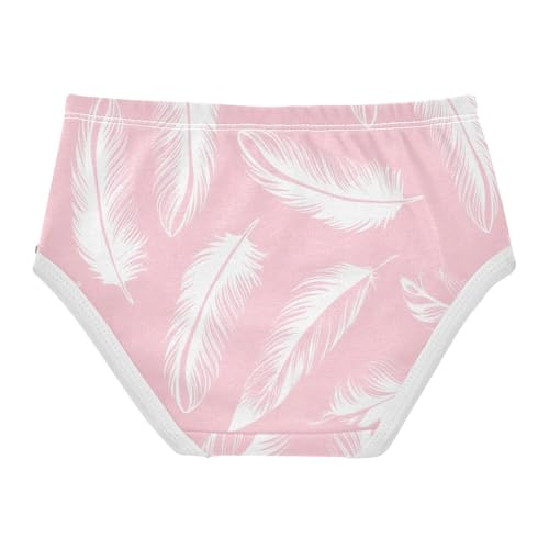 Delicate White Feathers Pink Girl Panties Cute Girls Underwear Toddler Cotton Artistic Undies Kids Briefs 2t2