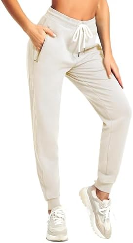 PULI Women Workout Sweatpants Cotton Jogger Ribber Splicing Loung...