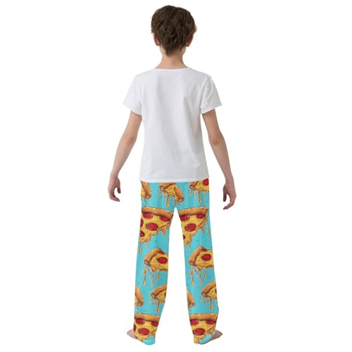 Cartoon Pizza Slices Blue Pajama Pants Long Sleep Pant Soft PJ Bottoms Sleepwear3