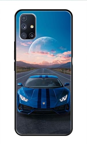 Image of Metal TPU Printed Back Cover for Samsung Galaxy A51 4G (Car with Moon View) 360 Degree Protection | Camera Protection -25092024(AR)